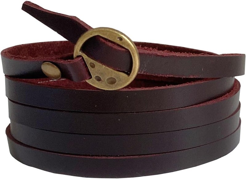 Rantanto Genuine Leather Wrap Bracelets Trendy Western Stackable Cuff Adjustable Boho Layered Bracelet Jewelry For Men Women - Image 1